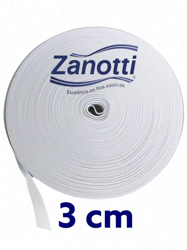 Elástico 3 Cm Branco Zanotti 25 Metros Calça Saia Bermuda