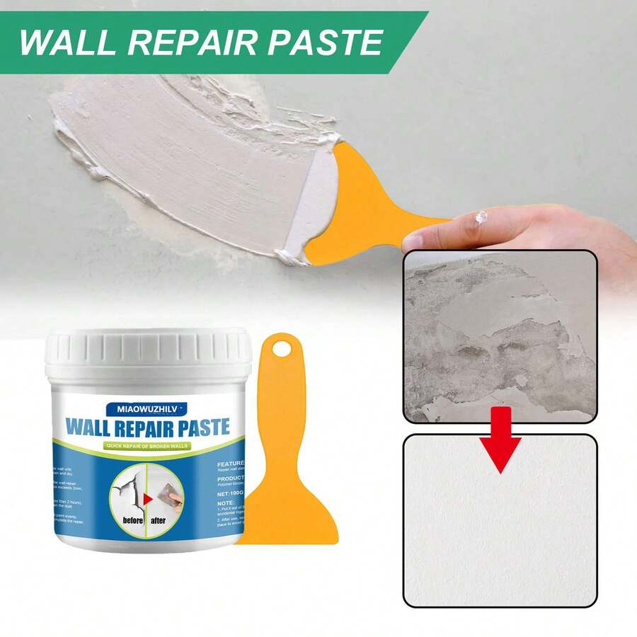 Wall Repair Paste, Drywall Repair Kit, Wall Patch With Scraper, Wall