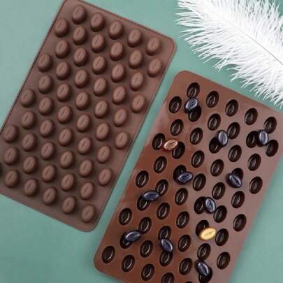 Set de 55 piezas Molde de silicona con forma de grano de café en miniatura, chocolate y dulce para decoración de pasteles, hornear y herramientas de pastelería