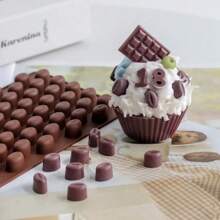 Set de 55 piezas Molde de silicona con forma de grano de café en miniatura, chocolate y dulce para decoración de pasteles, hornear y herramientas de pastelería - Marrón - Ver 3