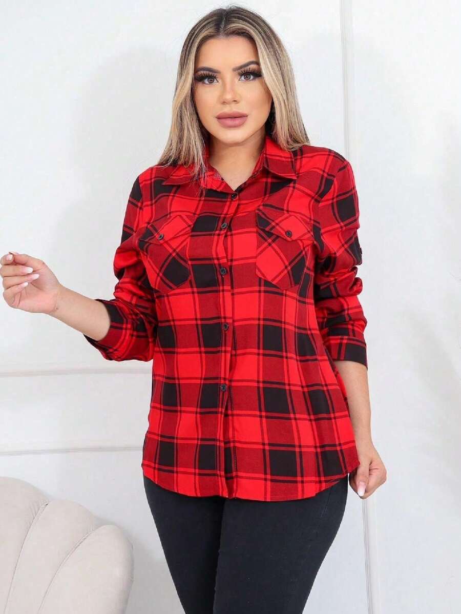 Women Blouses - 紅色 - 查看 1