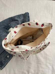 原宿風格大容量肩袋，新設計手提袋，完美適用於學校、工作和日常使用 - 白色 - 查看 4