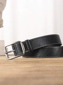 男士長方形扣帶，休閒風格 - 黑色 - 查看 3