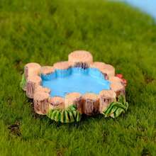 微型景觀復古風格樹脂場景裝飾品-西湖燈塔、井口、水池、小橋、流水及草地 - 藍色 - 查看 5