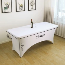 1pc White Spandex Table Cover Cocktail Bar Tablecloth For Wedding Conference Banquet Outdoor Stretch Tablecloth - Gold - View 4