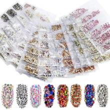 1728 Pcs Flat Back Crystal Glass Nail Art Rhinestones. 4#-12# 6 Sizes Mix DIY Decorations For Nails, Clothes, Bags, Hair Accessories, Cars, Beddings, Pendants, Etc. Suitable For Teenage Girls, Women Nail Art, Eye Makeup, Face Stickers, Jewelry Decoration Flat Back Rhinestones. 6 Bags Of Crystal Glass Flat Back Rhinestones. Nail Charms Nail Gems Nail Supplies