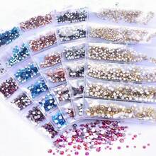 1728 Pcs Flat Back Crystal Glass Nail Art Rhinestones. 4#-12# 6 Sizes Mix DIY Decorations For Nails, Clothes, Bags, Hair Accessories, Cars, Beddings, Pendants, Etc. Suitable For Teenage Girls, Women Nail Art, Eye Makeup, Face Stickers, Jewelry Decoration Flat Back Rhinestones. 6 Bags Of Crystal Glass Flat Back Rhinestones. Nail Charms Nail Gems Nail Supplies