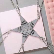 5入組情侶頸鍊,創意星形鋅合金友誼項鍊（男女適用）,最好的朋友鋅合金吊墜,字母關鍵链珠寶禮物 - 銀色 - 查看 1