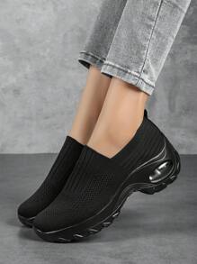 2024 Xu hướng Mới Giày dép Thoáng khí , Đúng mốt , Thoải mái , Giày lười Phong cách , Hình vuông Giày khiêu vũ , Lắc Giày dép , Toàn trận , Thoáng khí , Lưới Chất vải , Bọt biển Bánh Giày dép , Dày Nền tảng & Tăng Chiều cao , Kích thước lớn , Xuyên biên giới NỮ Giày dép - màu đen - Xem 2