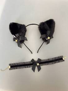 鈴鐺和蝴蝶結裝飾立體髮箍和服飾頸鏈