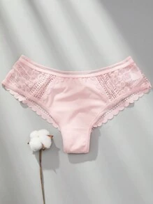 VKME 3pcs/Set Contrast Color Lace Low Waist Sexy Thong Underwear