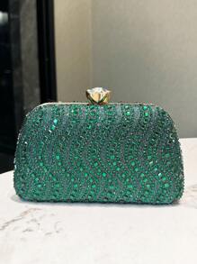 Huwelijks Handtas , Elegant Dames Tas Voor Banket Bruiloft Dans Feest Formeel Gelegenheid , Groen kristal Handtas Met Afneembaar Ketting