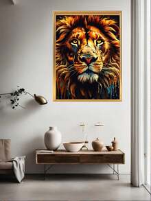 一片帶有眼睛印花的獅子牆藝術裝飾畫,適用於客廳、浴室、臥室、廚房、辦公室等場所,不帶框架 - 彩色 - 查看 5