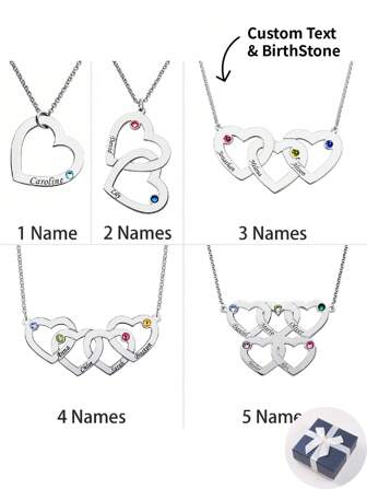 Customized Heart Shaped Family Name Necklace - Personalized Valentine's Day, Mother's Day, Father's Day, Family, Friends Birthday Gift Diy Valentines