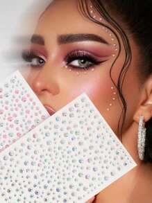 STARTTOOS Large Sheet Multisize 3d Simulated Gemstone Eye & Face Decoration Stickers, Diy Music Festival Y2k Makeup Party Eye & Face Decoration Stickers