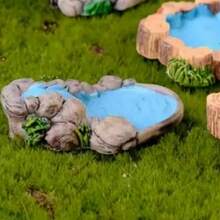 微型景觀復古風格樹脂場景裝飾品-西湖燈塔、井口、水池、小橋、流水及草地 - 藍色 - 查看 8