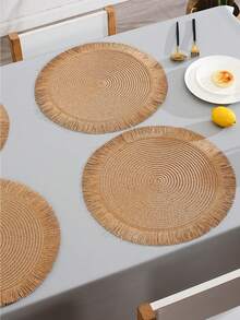 1pc Natural Woven Placemats  Boho Place Mats For Kitchen Table Indoor/Outdoor Washable Heat-Resistant Placemat Wipeable Dining Table Mats For Camping, Festival, Wedding, Party - Multicolor - View 19