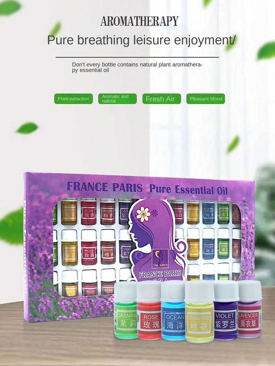 36pcs Plant Aromatherapy Essential Oils Water Soluble 12 Scents For Humidifier, Massage, Skincare Spa - 12 Scents - View 1