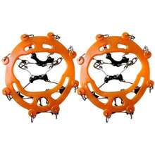 1對戶外焊接8齒不銹鋼冰爪防滑鞋套,適用於雪地、冰川、山岳攀登、冰川攀登、远足 - 橘色 - 查看 1