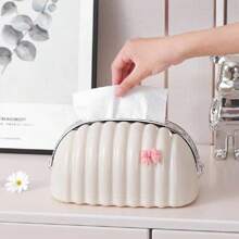 1Pc Cream Wind Tissue Box,Spring Tissue Box,Restaurant Bathroom Tissue Organiser - Cream White - View 4