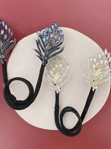 1pc Hair Bun Maker With Bow Knot, Feathers And Faux Pearls For Elegant Updo Hairstyle Accessories