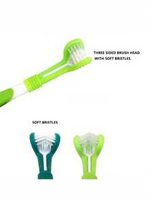 1pc Random Color Pet Toothbrush With 3 Sides Soft Bristles, Effective Teeth Cleaning And Freshening Breath, Color Shipped At Random