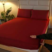 1pc Solid Color Fitted Sheet [Pillowcase Not Included]