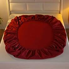 1pc Solid Color Fitted Sheet [Pillowcase Not Included]