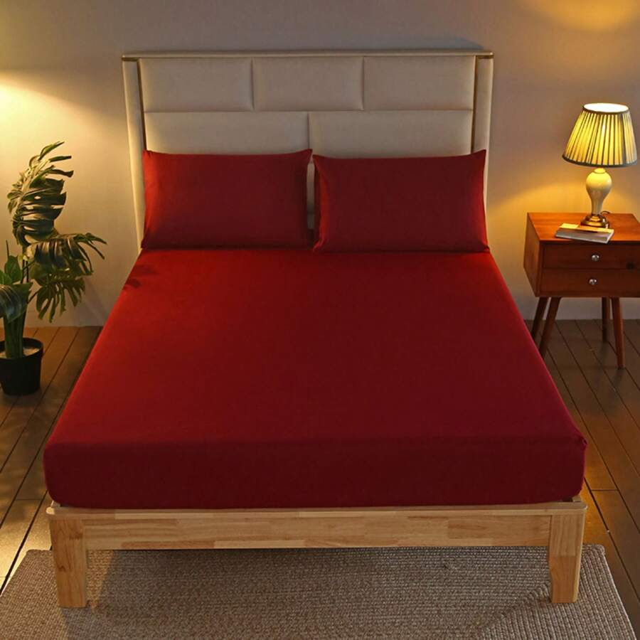 1pc Solid Color Fitted Sheet [Pillowcase Not Included]