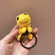 1个可爱卡通毛绒海龟发圈，女士适用，弹性发圈，可用于马尾辫装饰，多巴胺马尾辫发圈，发绳，发圈，发饰，头饰，弹性发带 - 墨綠色 - 查看 11