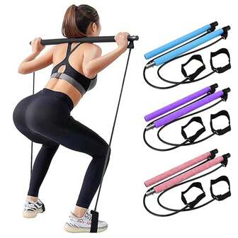 مجموعة شريط بيلاتيس مع أشرطة مقاومة ،شريط بيلاتيس متعدد الوظائف مع إبزيم معدني قوي للتعديل للرجال والنساء ،مجموعة شريط مقاومة بيلاتيس للجسم بالكامل في صالة الألعاب الرياضية في المنزل