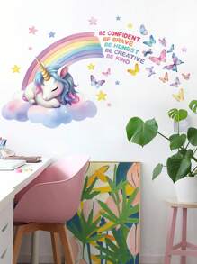 1pc Cartoon Rainbow Unicorn Wall Sticker, Self-Adhesive Decorative Art For Headboard Or Backdrop,Stickers,Wall Decal, Vinyl Decal For Home Decorations,Spring Decoration Items Refresh Your Home,Rama Decoration Stickers Gifts Birthday Graduation Back To School Room Decor School Supplies - Multicolor - View 7
