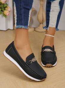 Women's Fashionable Comfortable Casual Flat Shoes - Black - View 4