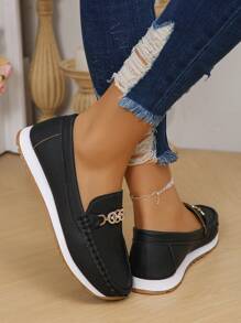 Women's Fashionable Comfortable Casual Flat Shoes - Black - View 2