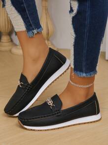 Women's Fashionable Comfortable Casual Flat Shoes - Black - View 3