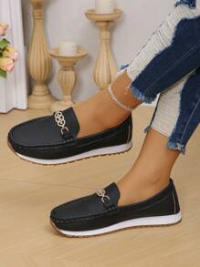 Women's Fashionable Comfortable Casual Flat Shoes - Black - View 1