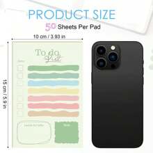 50 Sheets To Do List Stickers, 1 Pad Cute To Do List Sticky Notes Multicolor Color Self-Adhesive Memo Pads For Home, Office & School Supplies Back To School