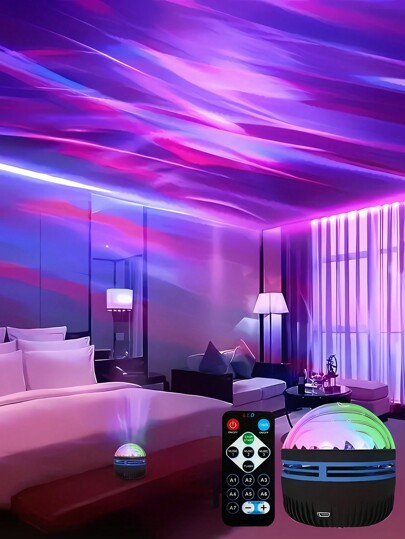 Northern Lights LED Atmosphere Projection Light, Multi-Color Pattern And Remote Control, Galaxy Star Projector, Bedroom Night Light Projector, Water Ripple Projector, Star Projector, Children Adult Room Decoration, Home Theater, Ceiling, Gift Decoration, Camping, Wedding Decoration, Super Awesome Projection Light Gift
