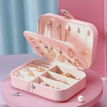 1 pieza Caja de almacenamiento de joyas para mujeres con flores y nombre personalizado, Organizador de joyas personalizado de moda, Regalo perfecto para madre, novia, aniversario. - Blanco - Ver 3