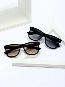 POLASUP 2 piezas Gafas de moda clásicas con remaches básicos, con cordón y estuche para gafas. Gafas decorativas de moda para verano, playa, vacaciones, exteriores y viajes - Degradado - Ver 2