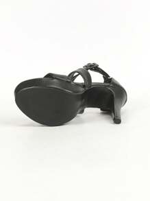 Black Cross Straps Hollow Out Waterproof Platform Sandals For Women With Thin Heels