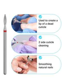 6pcs Flame Nail Drill Bits 3/32" Cuticle Clean E-File Bit Milling Cutter For Manicure Pedicure Acrylic Nail Art Tools - Red - View 3