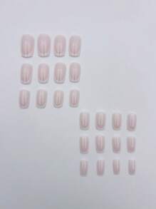 24pcs short square press type quick wear and can be used multiple times, suitable for women and girls. Bright colored painted fake nails with nail patches+1 piece of jelly glue+1 file strip - Multicolor - View 4