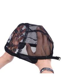 1pc Adjustable Lace Wig Cap, For Wig Making, Black - Black - View 7