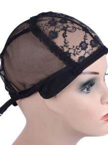 1pc Adjustable Lace Wig Cap, For Wig Making, Black - Black - View 2