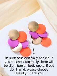 2pcs Fashion Minimalist Geometric Circle Metal Sheet DIY Combination Multi-Color Leopard Print Crafted Earrings, Suitable For Women For Party, Date Night, Daily Wear. The Metal Surface Is Hand-Painted, There May Be Small Imperfections, But It Looks Beautiful.