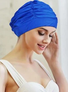 Unisex Pleated Swim Cap With Extra Large Head Circumference And Long Hair Ear Protection, Beach Essentials, Beach Accessories, Pool Float - Royal Blue - View 1