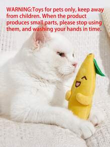 1入寵物毛絨軟黃色香蕉玩具,適用於小型犬和貓,非常適合磨牙和解悶