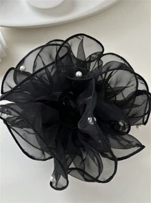 1个/2个装女士法式复古欧根纱珍珠发圈，时尚高端发饰，春夏款，发绳，马尾辫发饰，发圈橡皮筋 - 彩色 - 查看 8