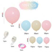 109 件粉色和蓝色气球花环拱门套装，各种尺寸的乳胶气球，适用于装饰礼物赠送、婚礼、派对背景主题装饰、圣诞节 - 彩色 - 查看 2